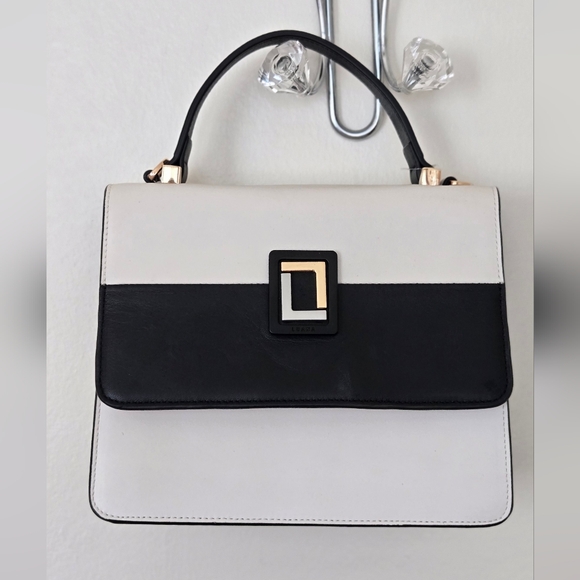 Luana Handbags - LUANA ITALY Maria Color Block Leather Satchel Black White EUC